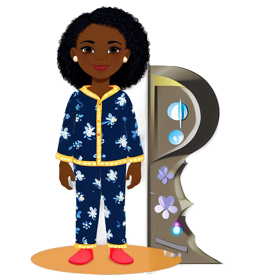 Black Girl Cartoon In Pajamas Png 06252024