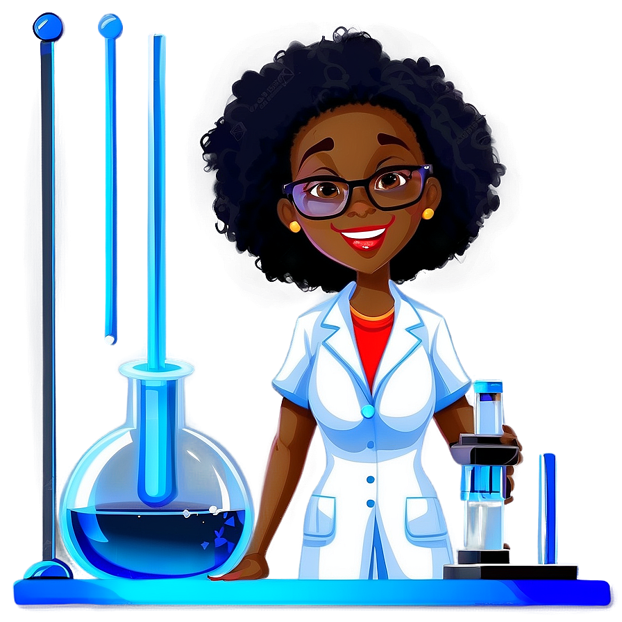 Black Girl Cartoon In Science Lab Png 06252024