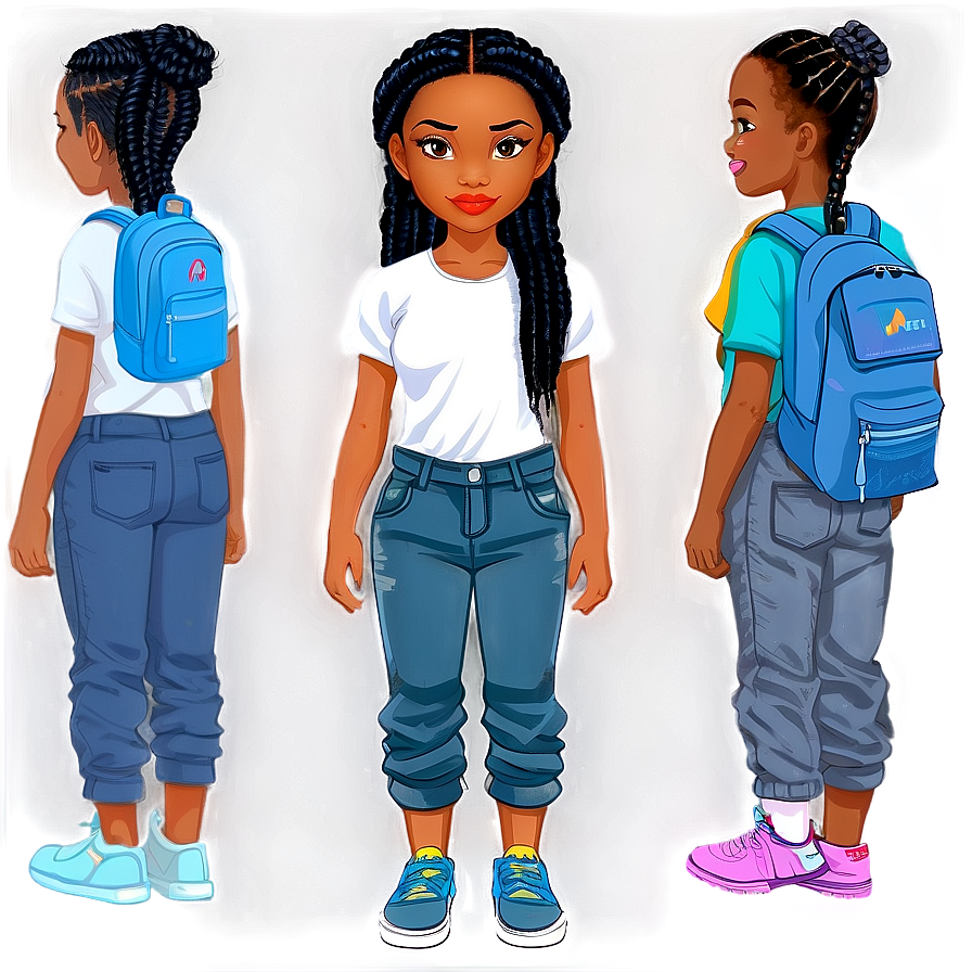 Black Girl Cartoon With Braids Png 62