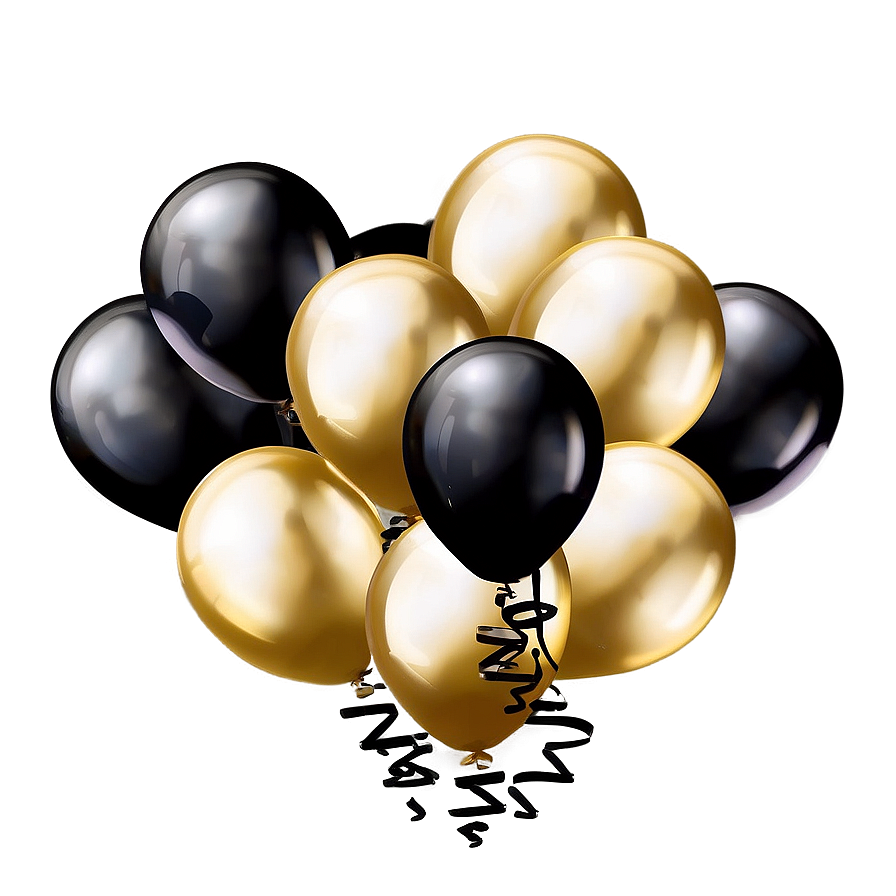 Black Gold Balloon Party Decor Png Vkx