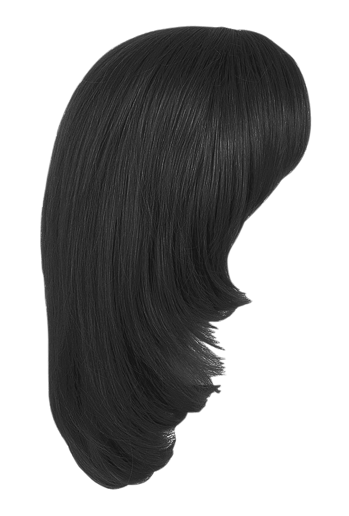 Black Hair Wig Side View