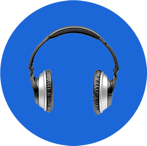 Black Headphones Blue Background