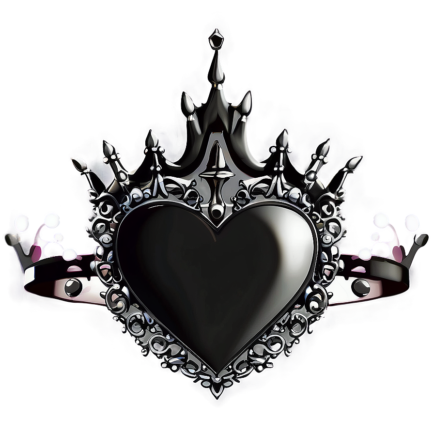 Black Heart With Crown Png Mvu85