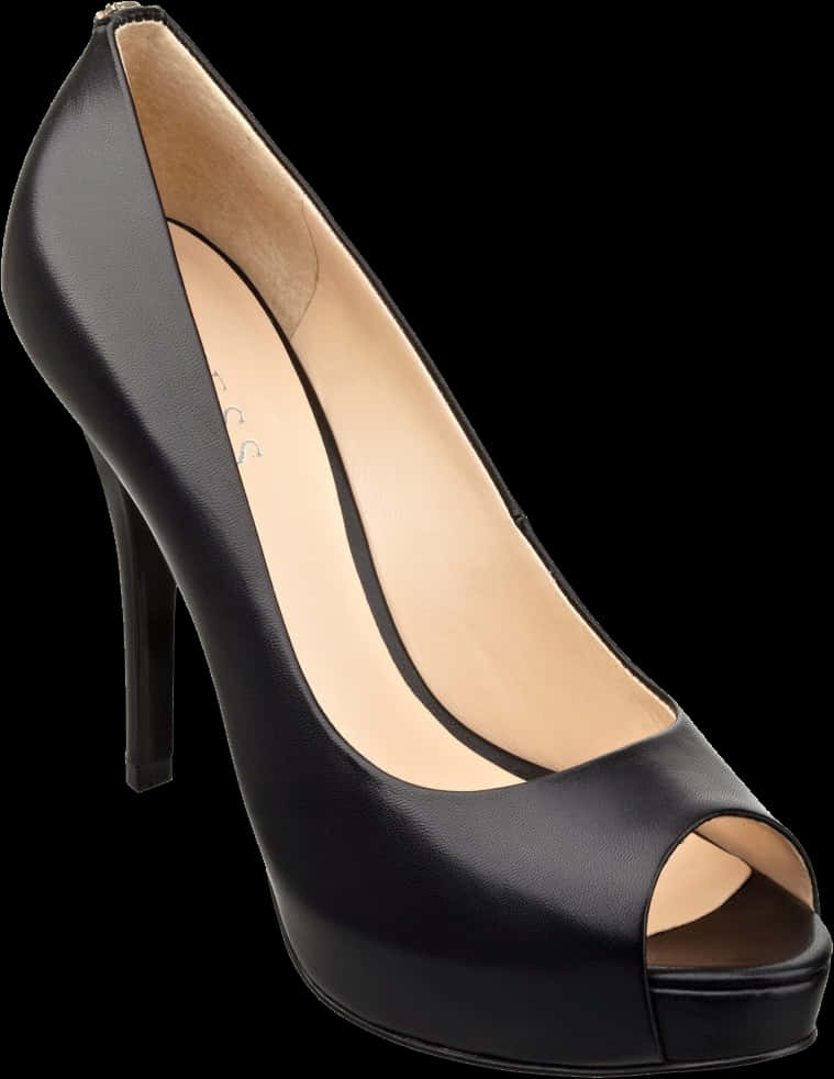 Black High Heel Peep Toe Pump