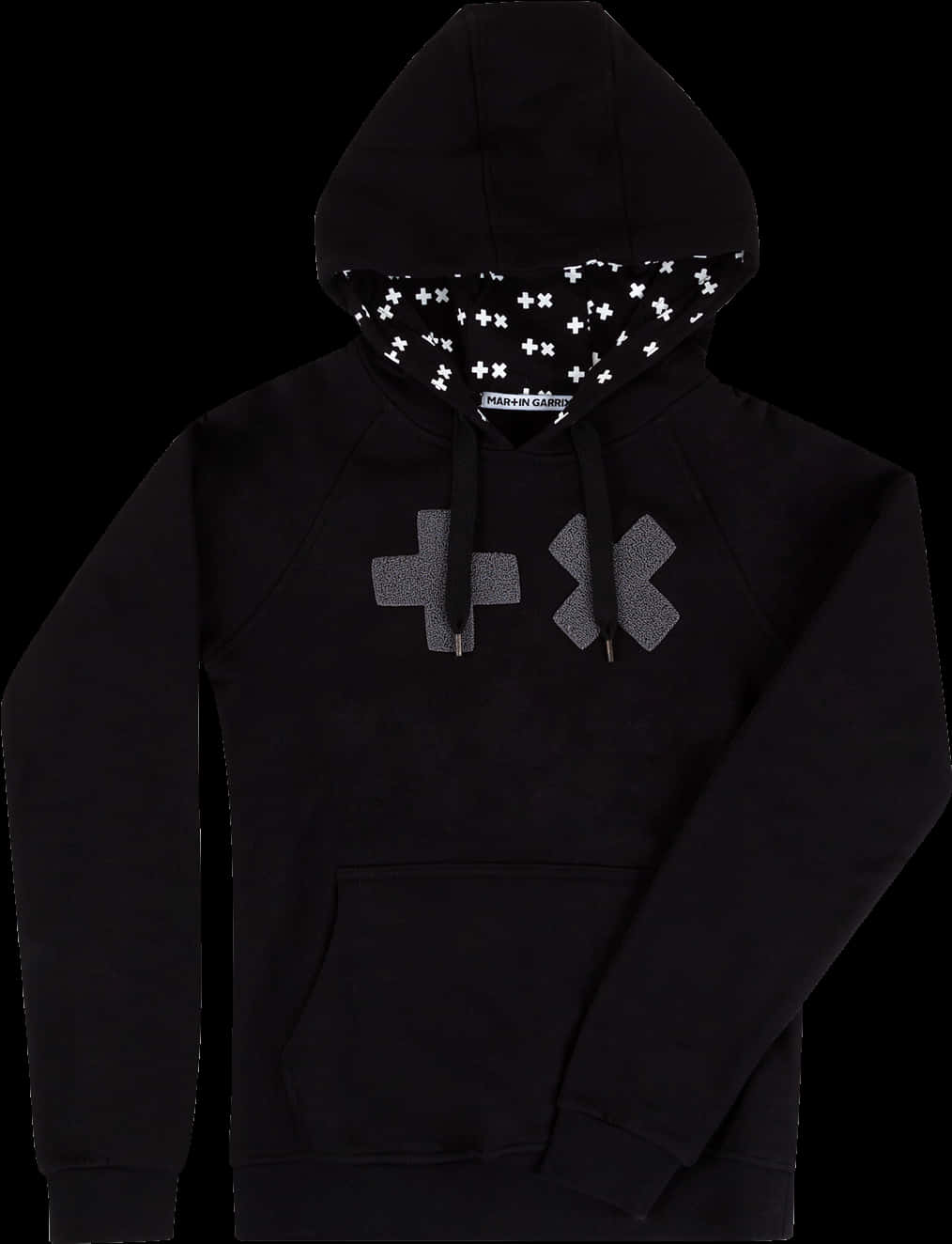 Black Hoodiewith Graphic Accents