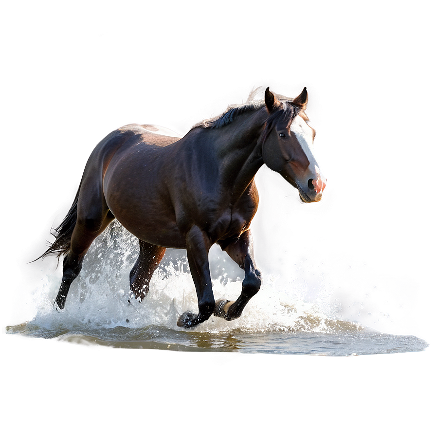 Black Horse Running In Water Png Gus