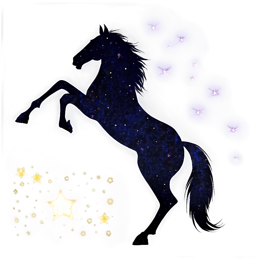 Black Horse Silhouette Under Stars Png 90