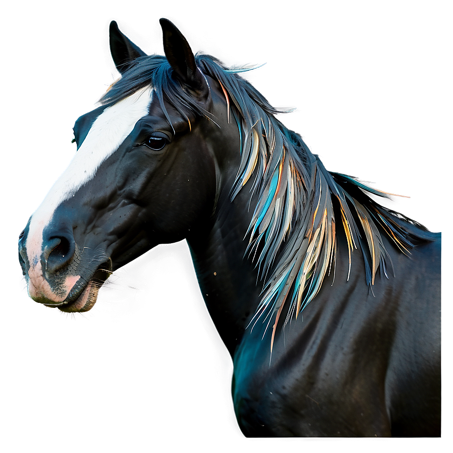 Black Horse With Feathered Hooves Png 06262024