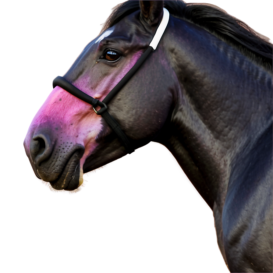 Black Horse With Pink Sunset Png 29