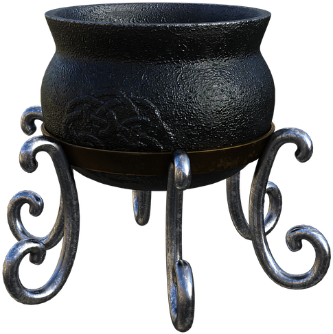 Black Iron Cauldronon Stand