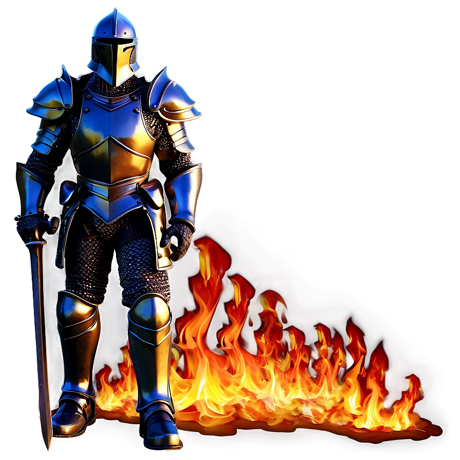 Black Knight With Fire Background Png 06272024