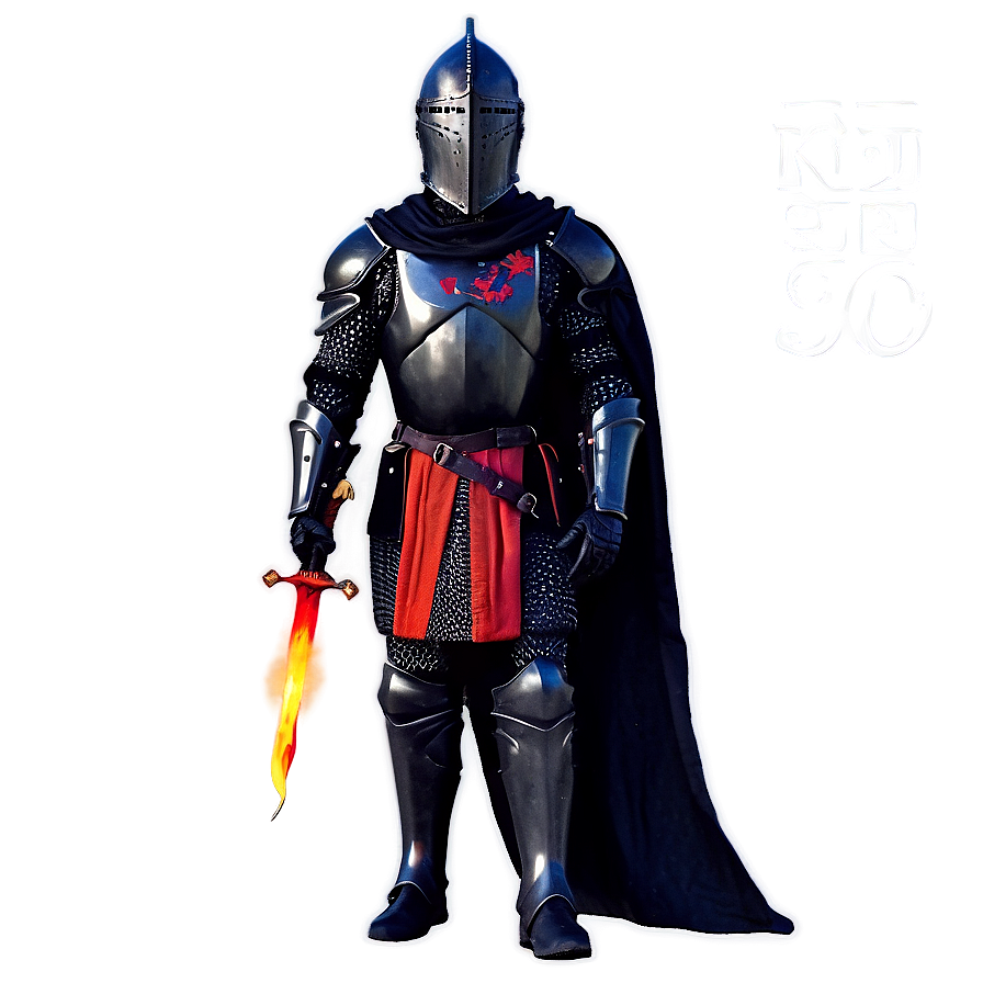 Black Knight With Fire Background Png 24