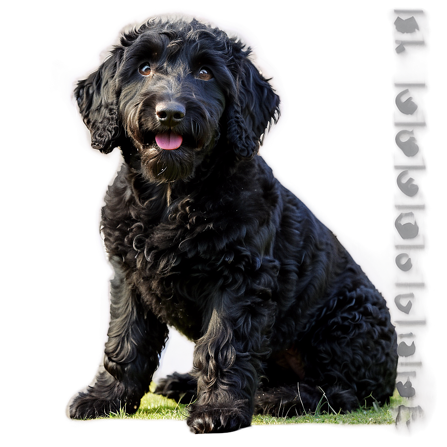 Black Labradoodle Portrait Png Xfu44