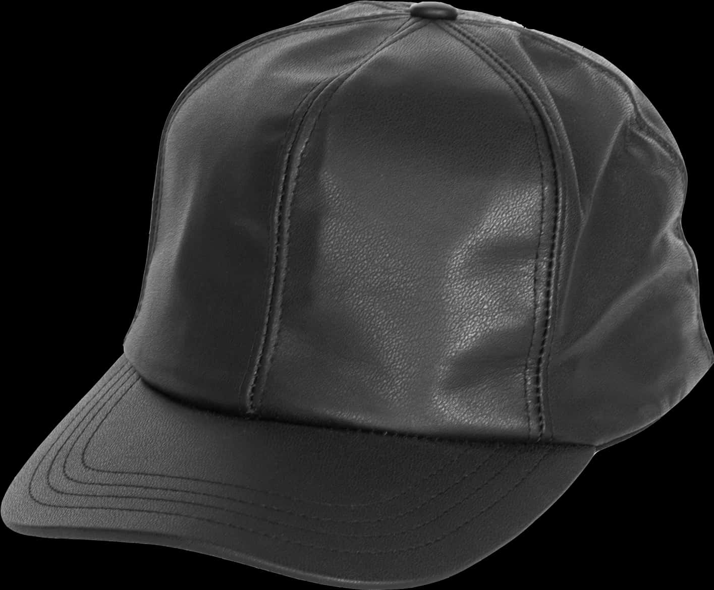 Black Leather Baseball Cap