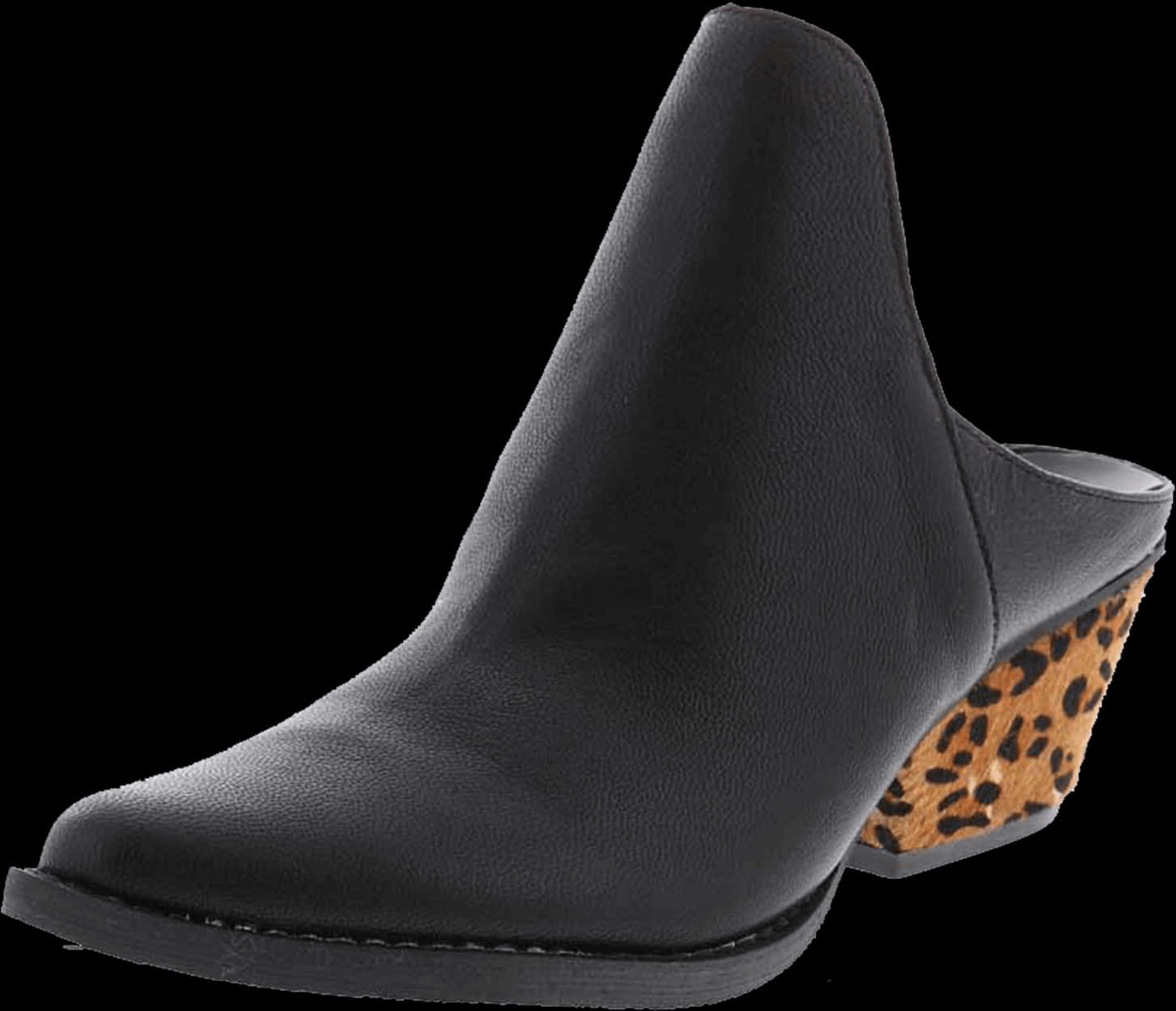 Black Leather Cheetah Print Heel