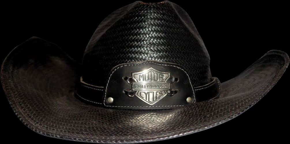 Black Leather Cowboy Hat Harley Davidson