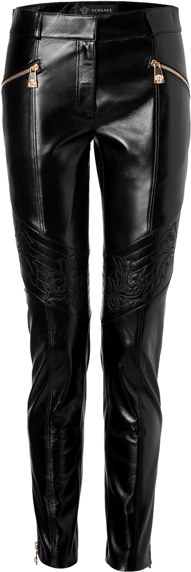 Black Leather Designer Pants