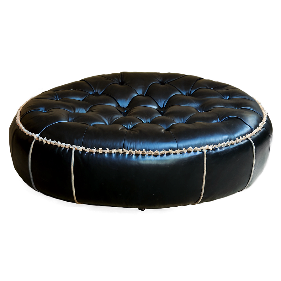 Black Leather Ottoman Png 06252024