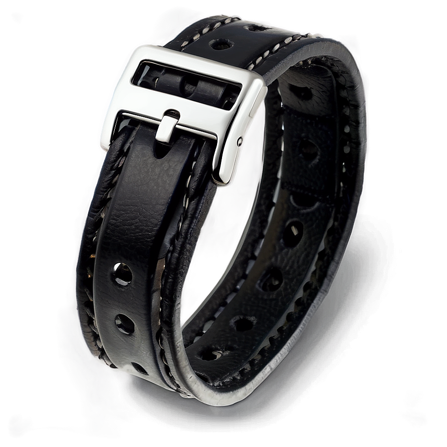 Black Leather Wristband Png 8