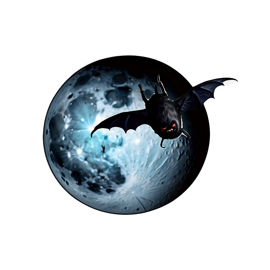 Black Moon With Bats Png 18