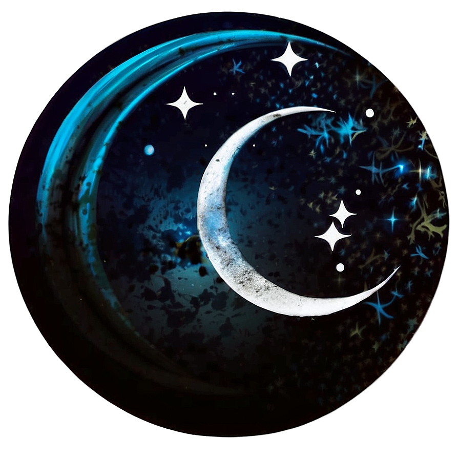 Black Moon With Stars Background Png 16