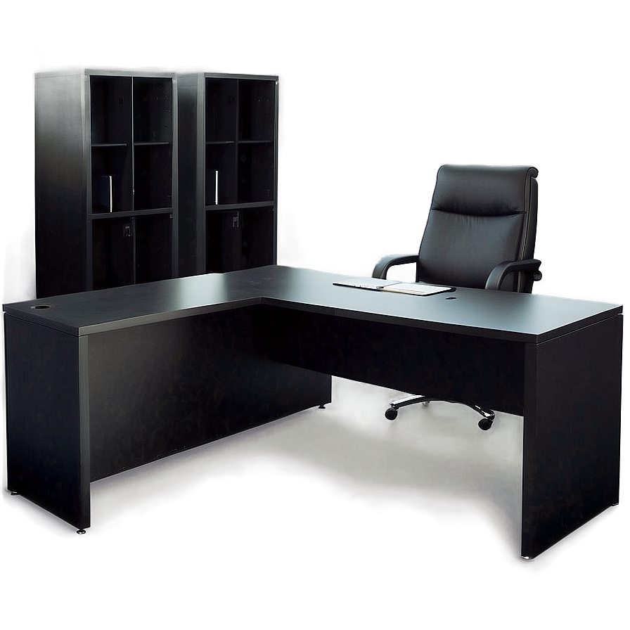 Black Office Desk Png 06122024