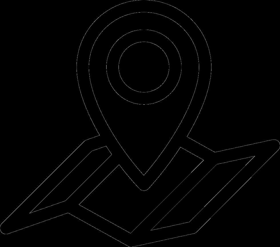 Black Outline Location Iconon Map