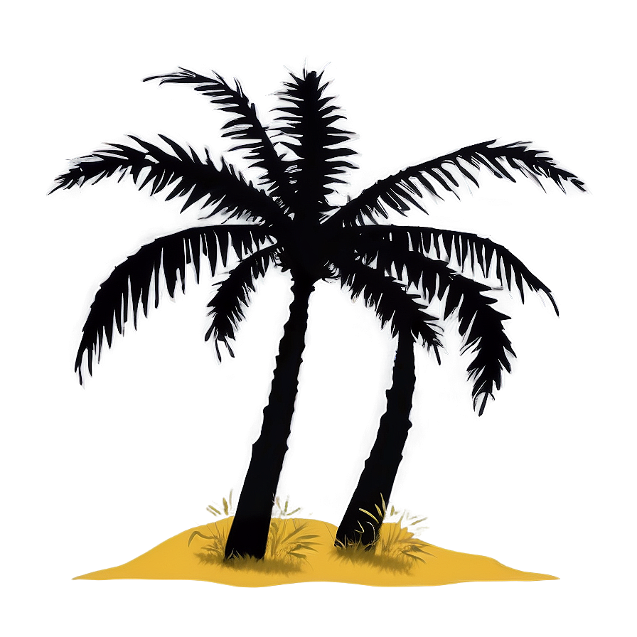 Black Palm Tree Silhouette Against Sunset Png Sjd