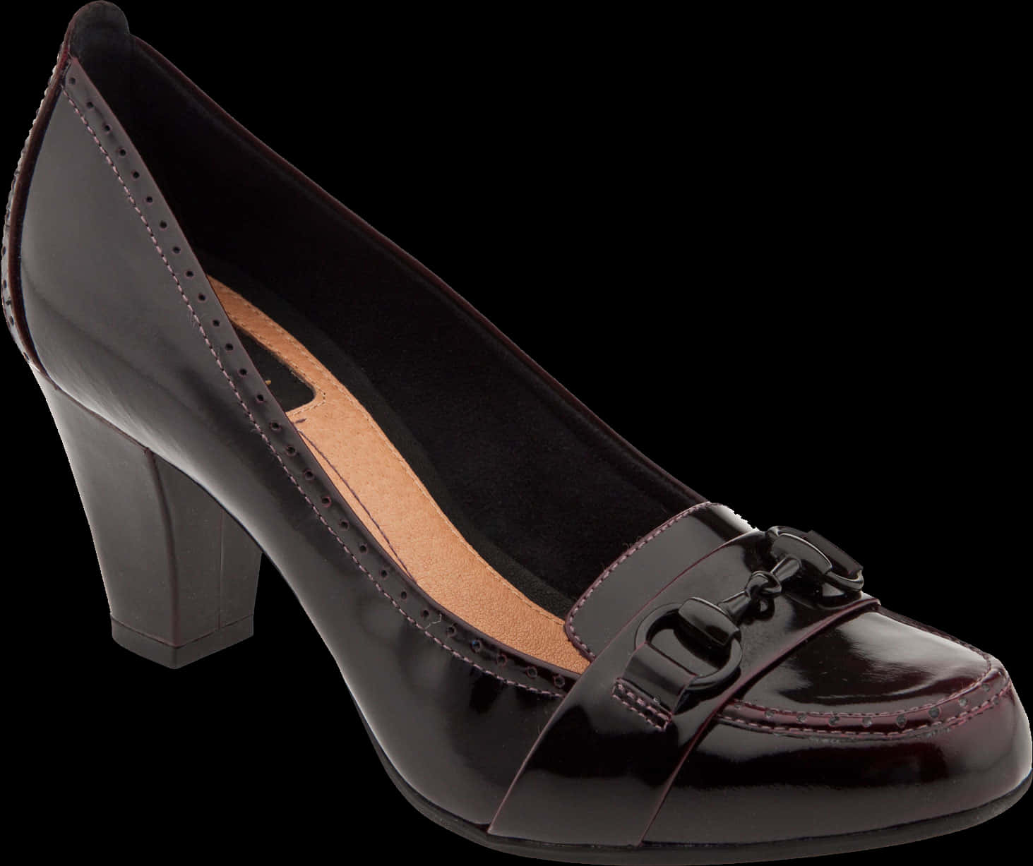 Black Patent Leather Heeled Loafer