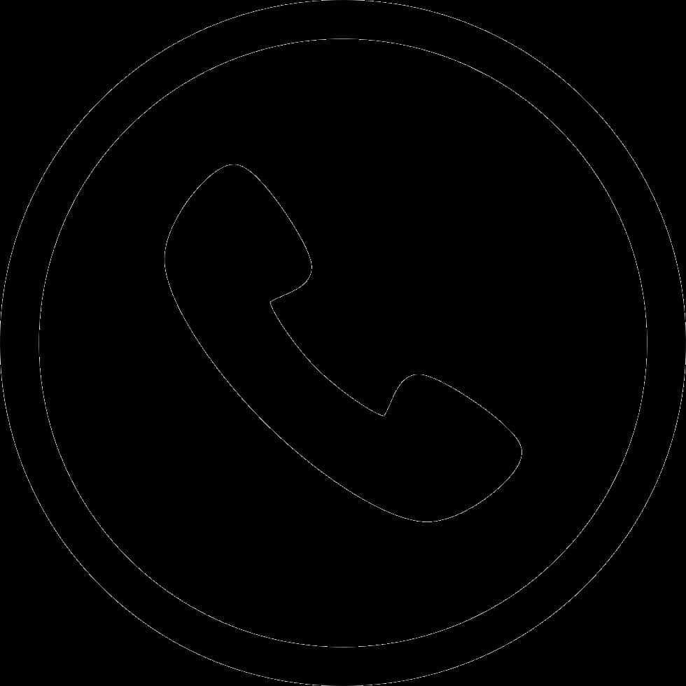 Black Phone Icon Circle Outline