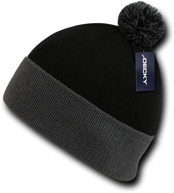 Black Pom Pom Beanie Hat