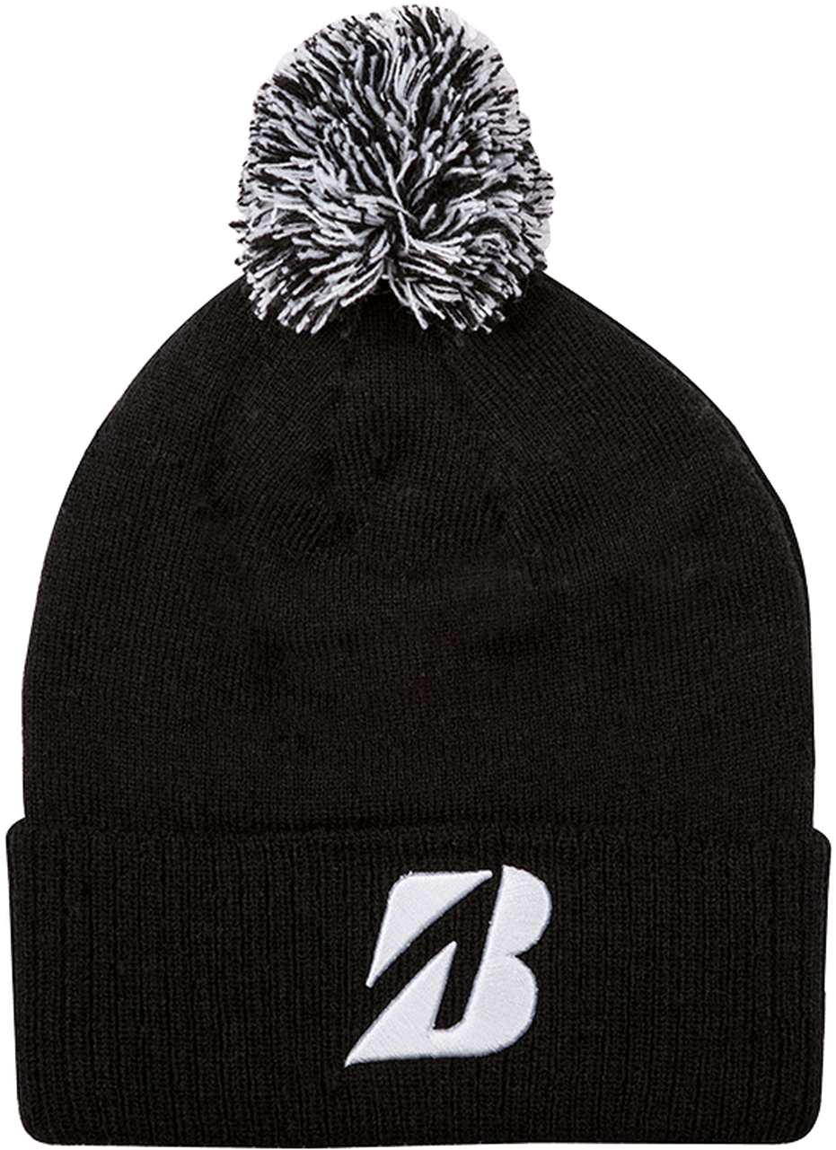 Black Pom Pom Beaniewith Logo