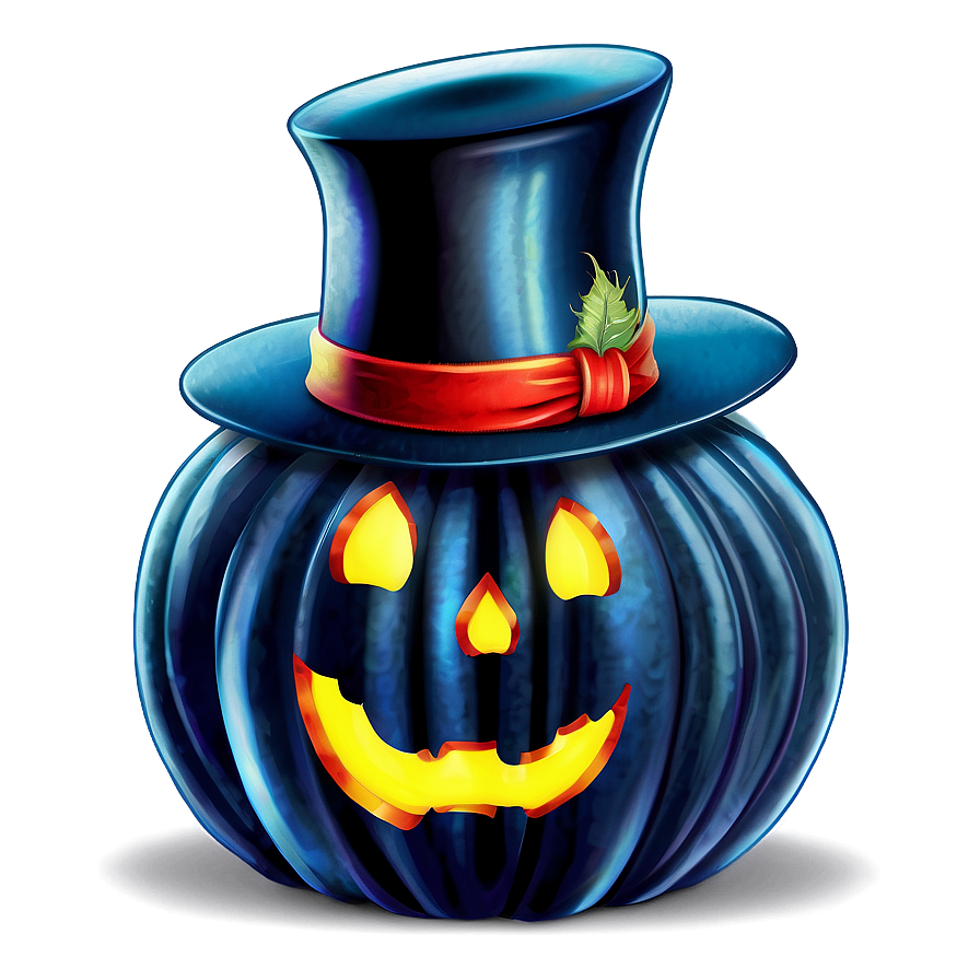 Black Pumpkin With Hat Png Bka