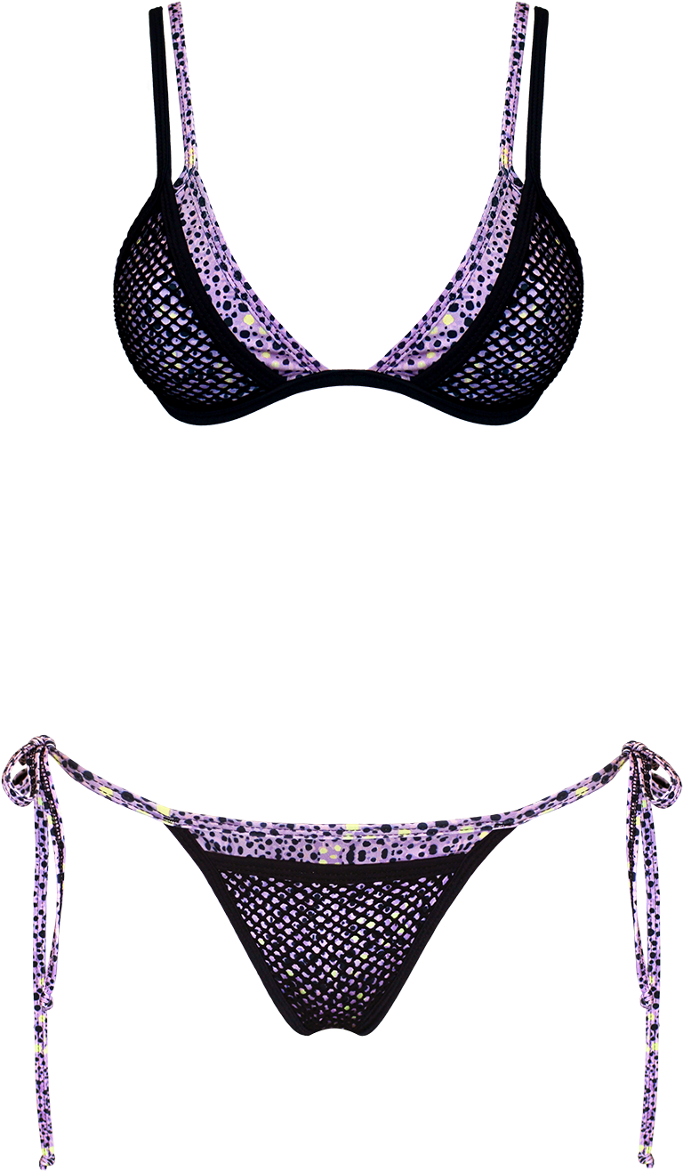 Black Purple Patterned Bikini