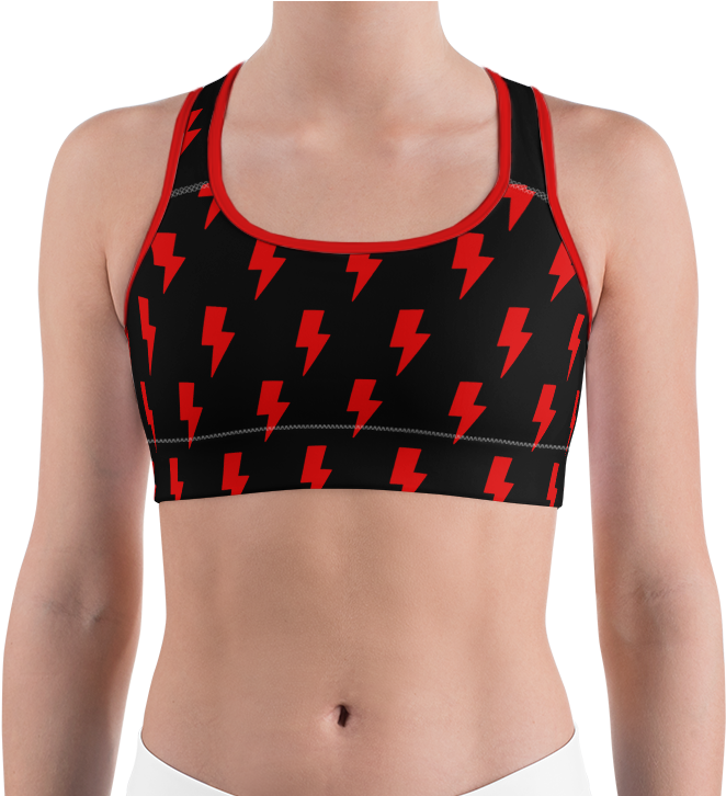 Black Red Lightning Crop Top