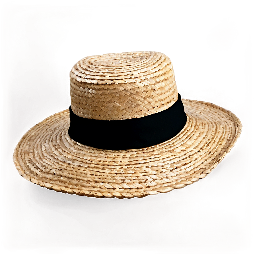 Black Ribbon Straw Hat Png 52