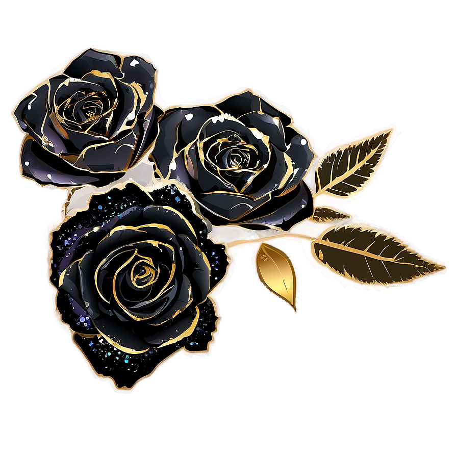 Black Roses With Glitter Png 06212024