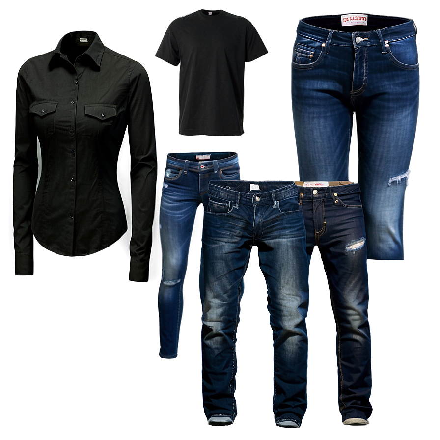 Black Shirt And Jeans Png 05252024