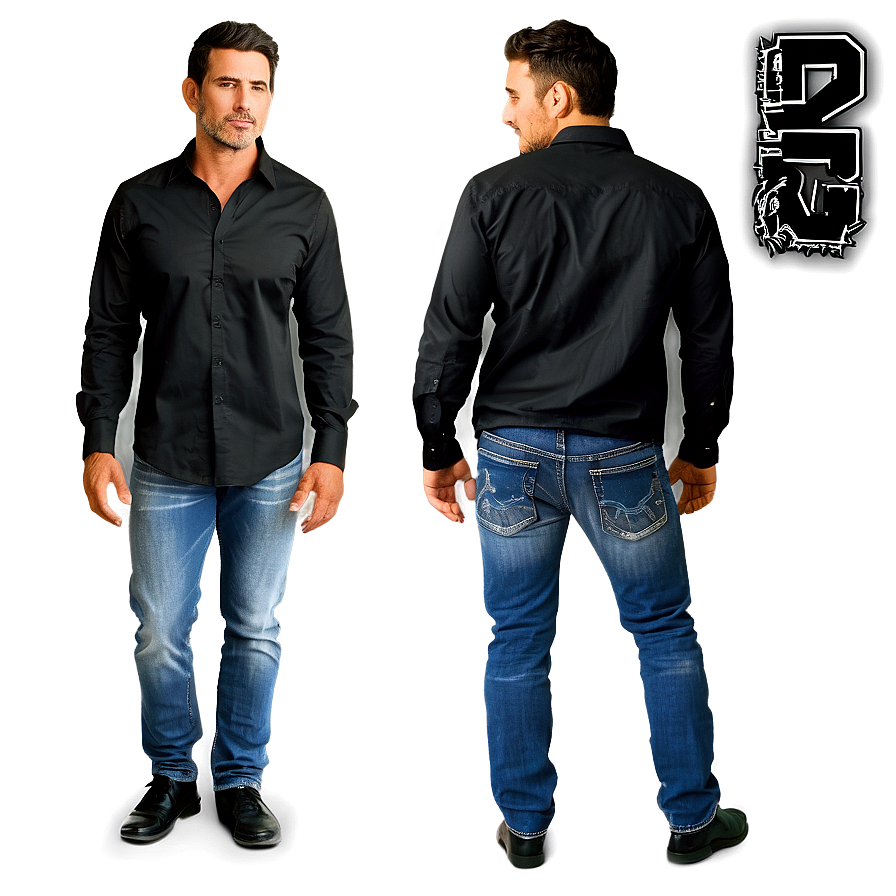 Black Shirt And Jeans Png 23