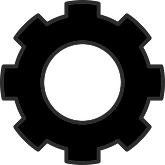 Black Silhouette Gear Icon