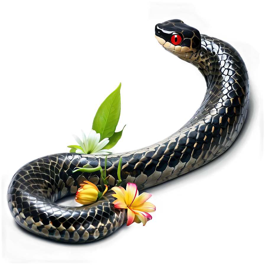 Black Snake With Flowers Png Sxt