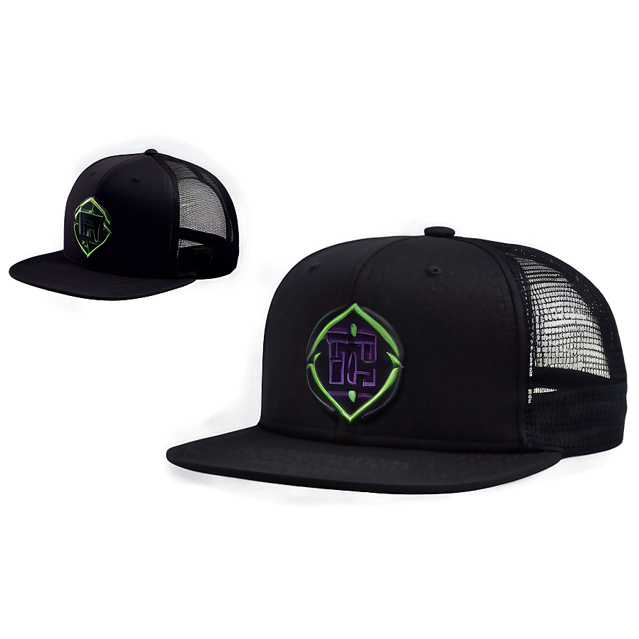 Black Snapback Trucker Hat Png 42