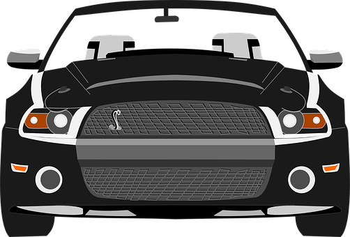 Black Sports Car Front View Vector