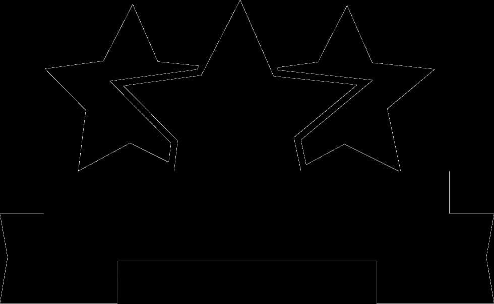 Black Star Banner Ribbon Outline