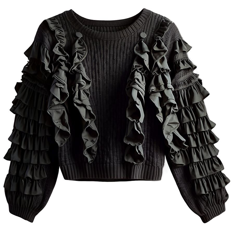 Black Sweater With Ruffles Png Jxo14