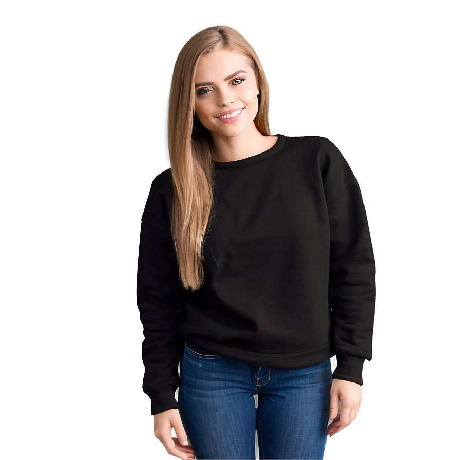 Black Sweatshirt With Asymmetrical Hem Png 06272024