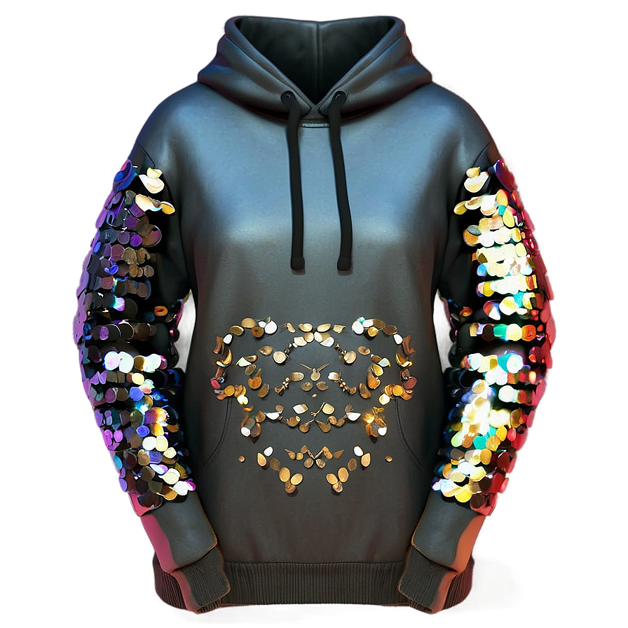 Black Sweatshirt With Sequin Embellishments Png 06272024