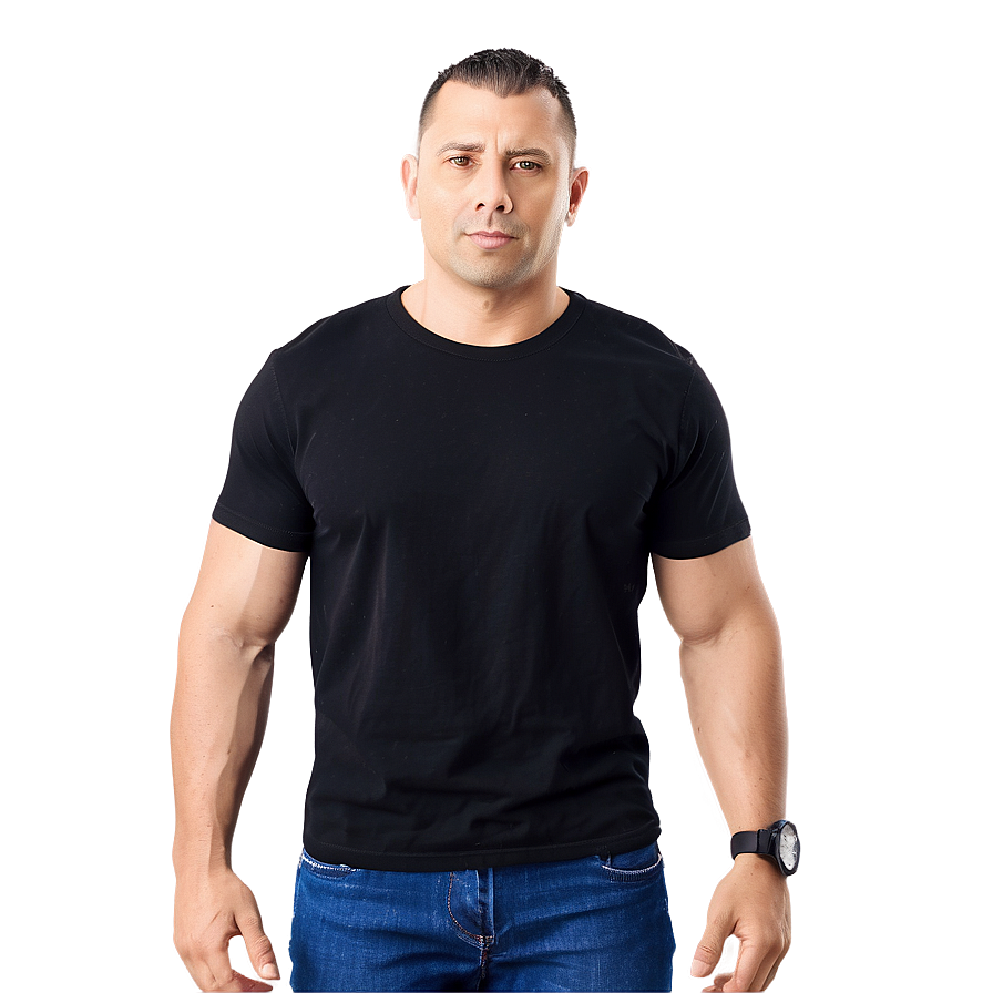 Black T Shirt Casual Wear Png 46