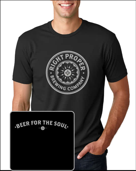 Black T Shirt Right Proper Brewing Logo