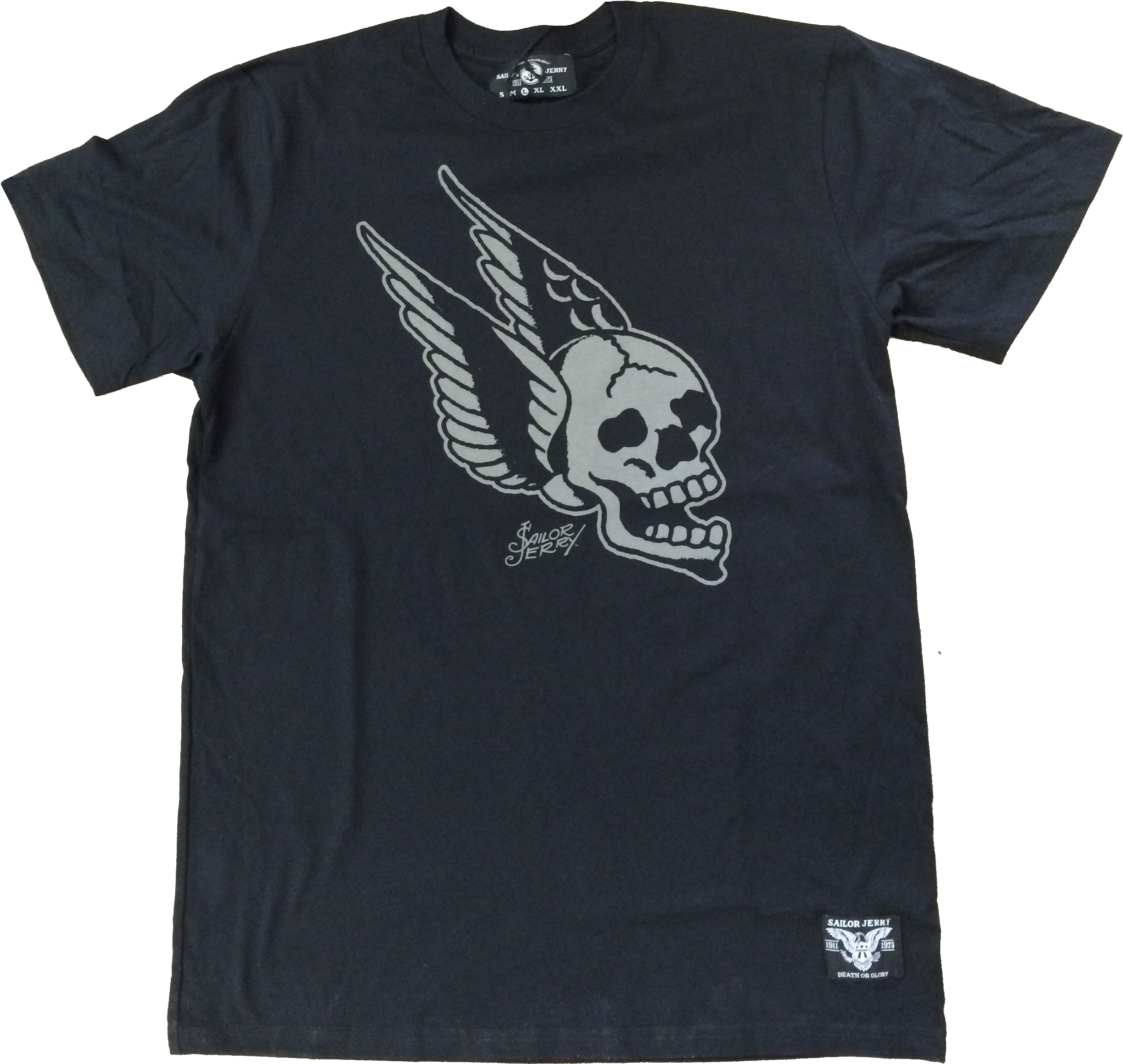 Black T Shirtwith Skulland Wings Graphic